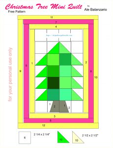 Christmas tree mini quilt free pattern