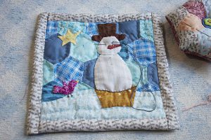 Mini Quilt Con Muñeco De Nieve