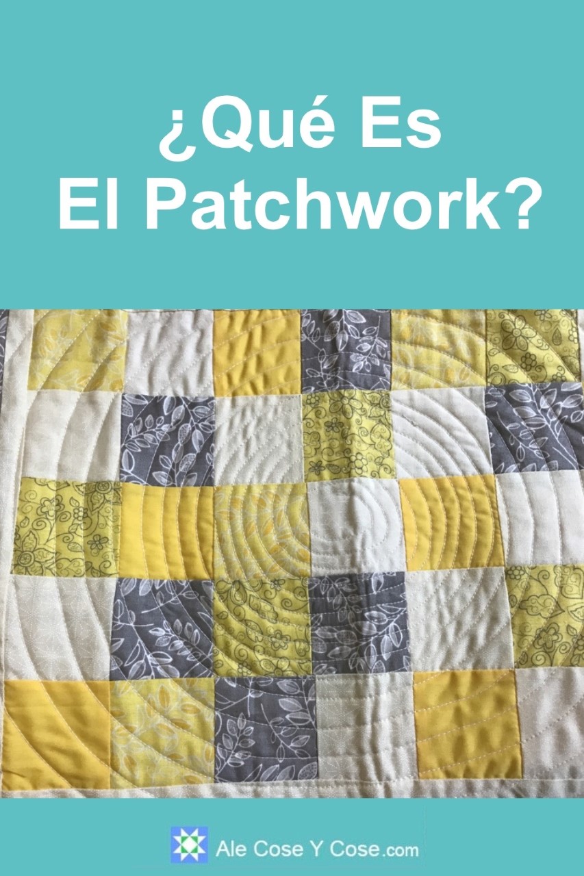 Que Es El Patchwork - Patchwork hecho con cuadros de tela en color blanco gris y amarillo