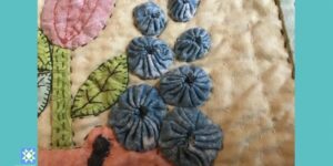 Hacer Yoyos Para El Patchwork - Circulos de tela color azul, fruncidos en la orilla para hacer flores