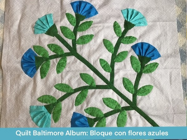 Quilt Baltimore Bloque Con Flores Azules