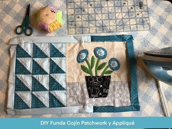 Cojin Patchwork Con Flores En Applique