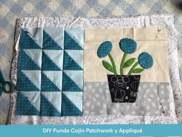 Cojin Patchwork Con Flores En Applique