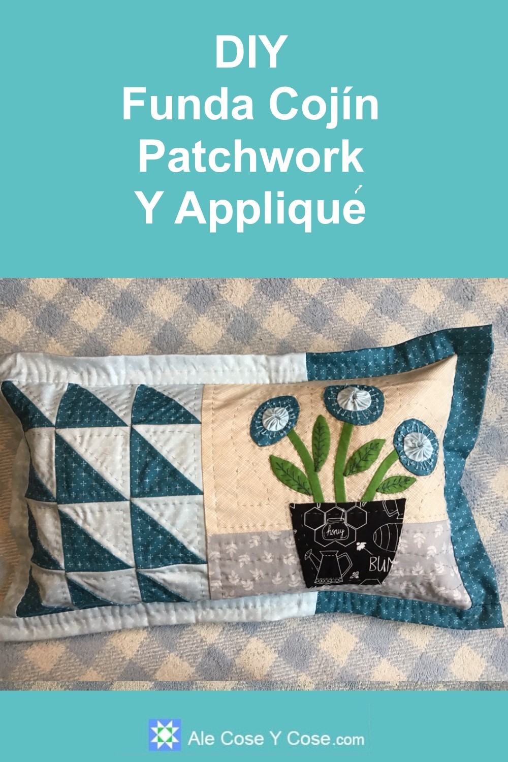 Cojin Patchwork Con Flores En Applique