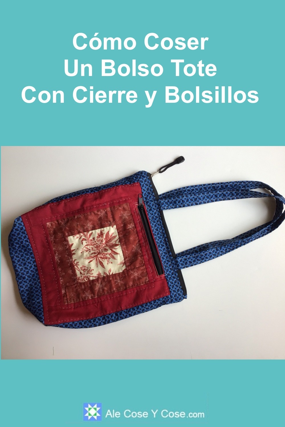 Bolso Tote Con Cierre Y Bolsillos