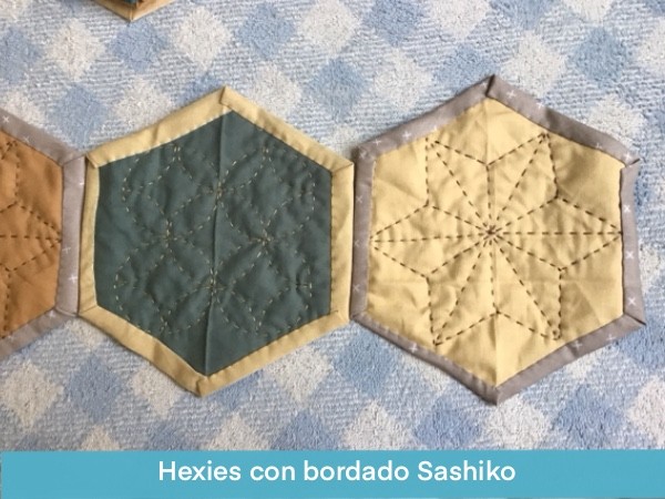 Hexies Con Bordado Sashiko