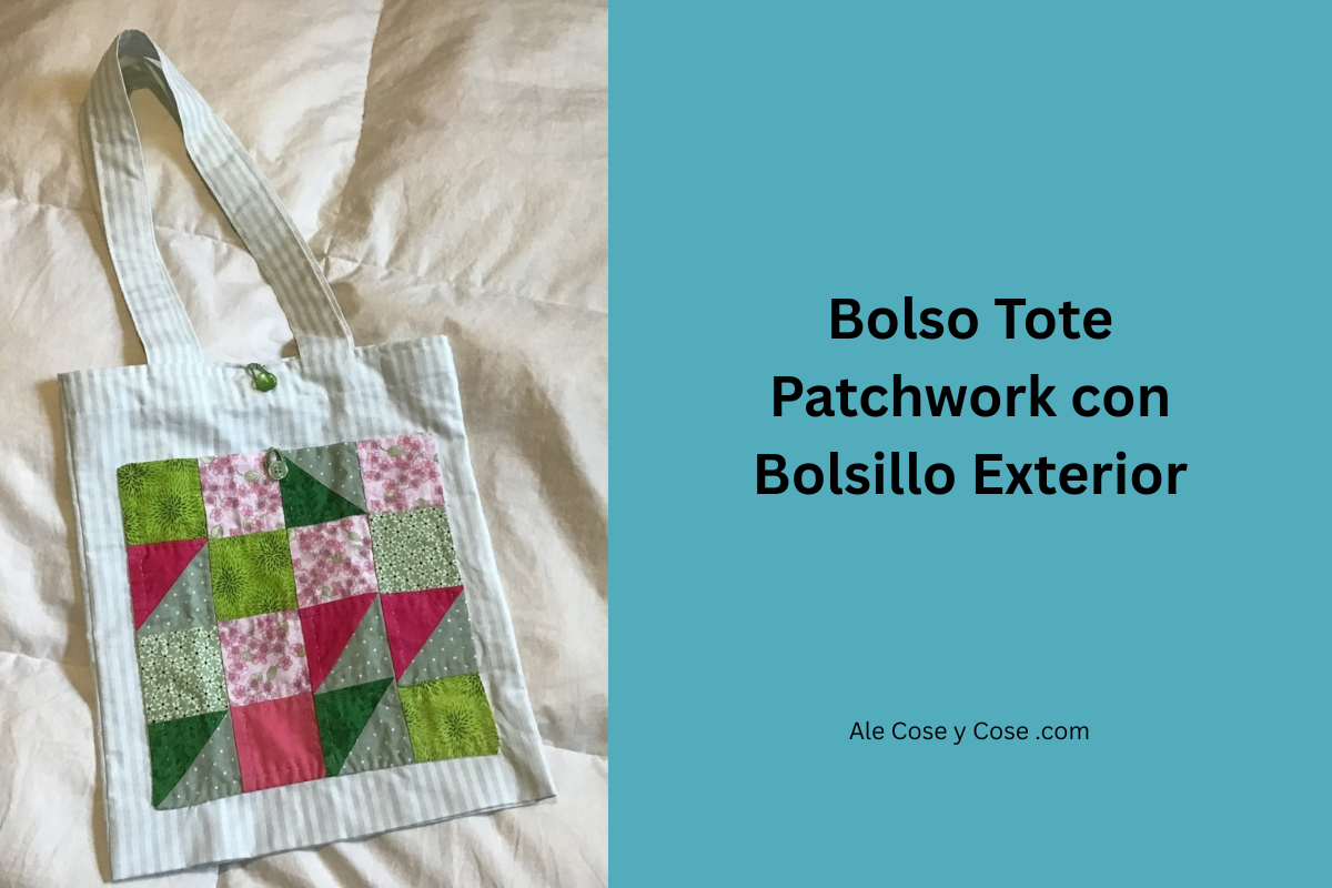 Bolso Tote Patchwork con Bolsillo Exterior